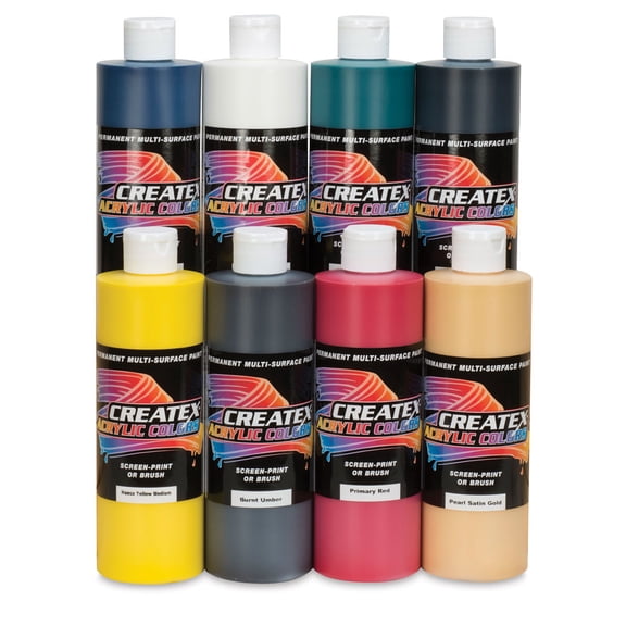 Createx Acrylic Paints - Set of 8, Assorted Colors, Pints