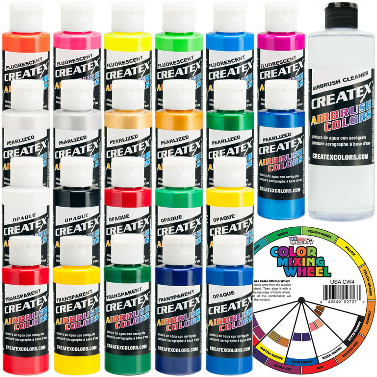 Createx Colors Airbrush Paint - 22 Colors - 2 oz and Cleaner
