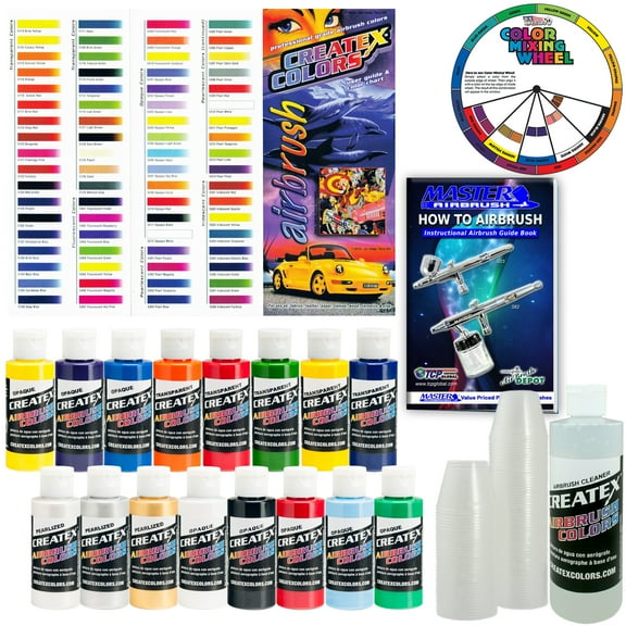 Createx Super 16 Colors 2oz Starter Airbrush Paint Kit - Hobby, Craft, Art