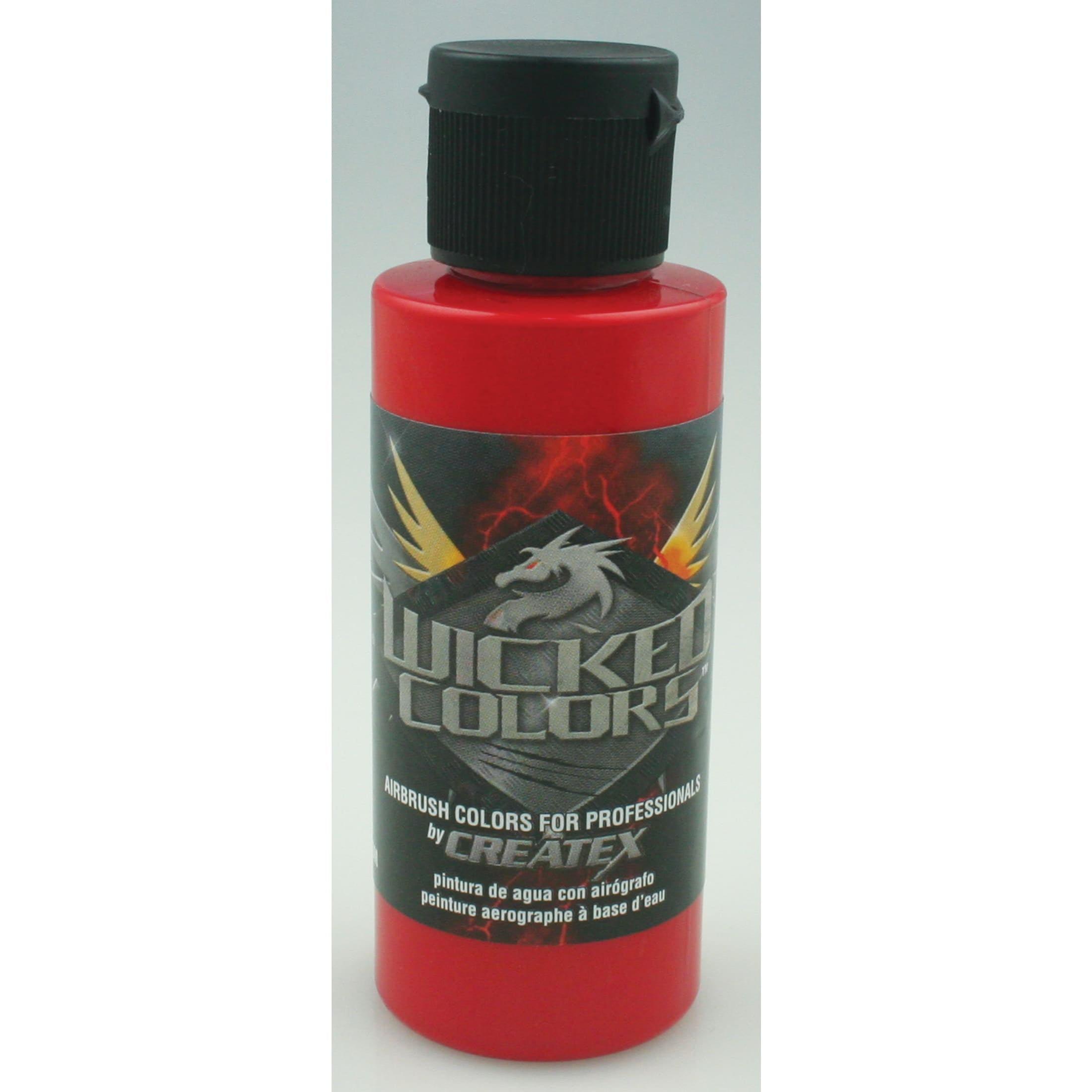 WICKED Fluorescent Airbrush Paint - Red, 2 Oz (60 Ml) Bottle, High-Visibility Color