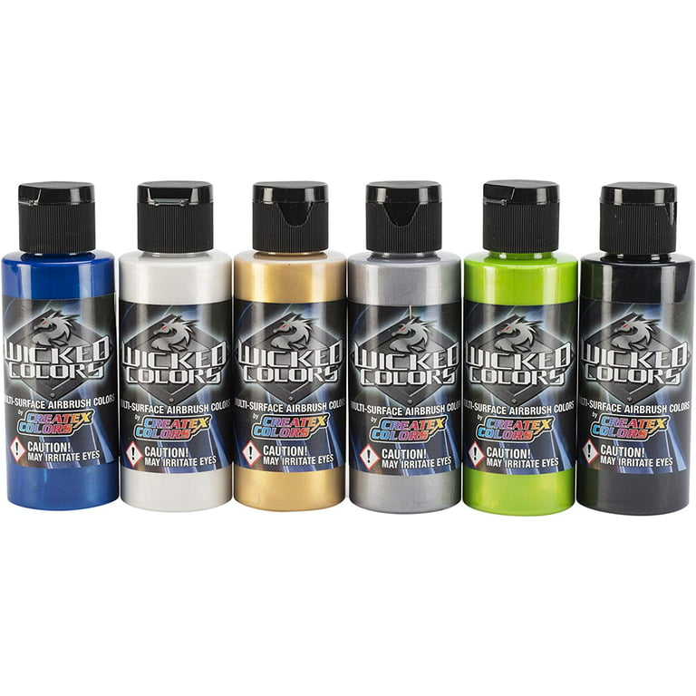 Createx Wicked Colors Airbrush Color, 2 oz, Set of 6, Pearl 