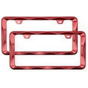 Creathome 3D Curly Wave Pattern Black License Plate Frame from Pure Zinc Alloy Metal