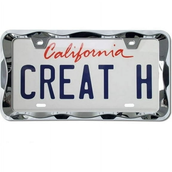 Creathome 3D Curly Wave Pattern Chrome License Plate Frame from Pure Zinc Alloy Metal