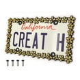 thumbnail image 1 of Creathome 3D Shining Daisy Wrenth License Plate Frame from Pure Zinc Alloy Metal Perfect Plate Holder,Matt Black with Gold Glitter, 1 of 9