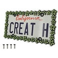 thumbnail image 1 of Creathome 3D Shining Daisy Wrenth License Plate Frame from Pure Zinc Alloy Metal Perfect Plate Holder, Matt Black with Green Glitter, 1 of 9