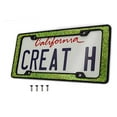 thumbnail image 1 of Creathome 3D Shining and Neon License Plate Frame from Pure Zinc Alloy Metal Perfect Plate Holder, Matt Black with Green Glitter, 1 of 8