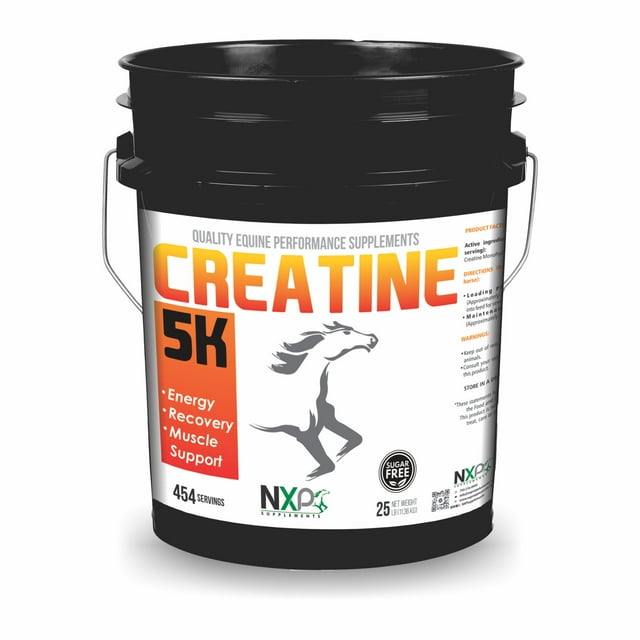 Creatine 5K - Energy Muscle Support Strength Recovery Horse Supplement - 25 lb Powder - 454 Servings - NXP Supplements