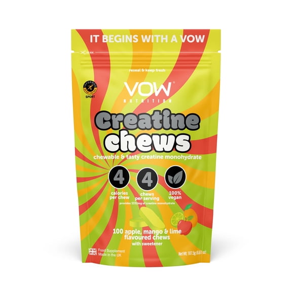 VOW Nutrition Creatine Chews, Apple, Mango and Lime, 100 Count