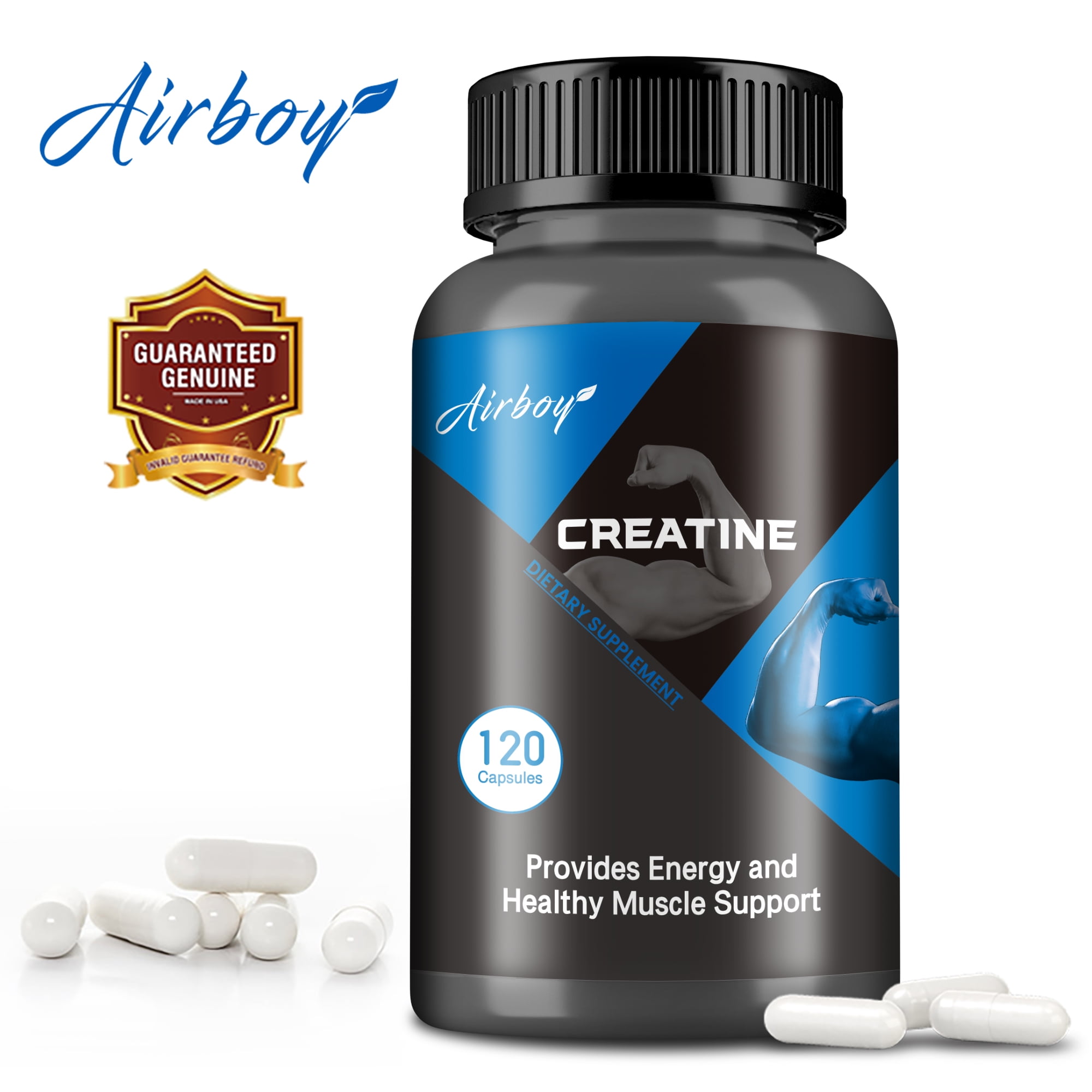 Creatine - Energy & Endurance Support, Fitness Enthusiasts Achieve Performance, Improve Muscle Health - 120 Capsules