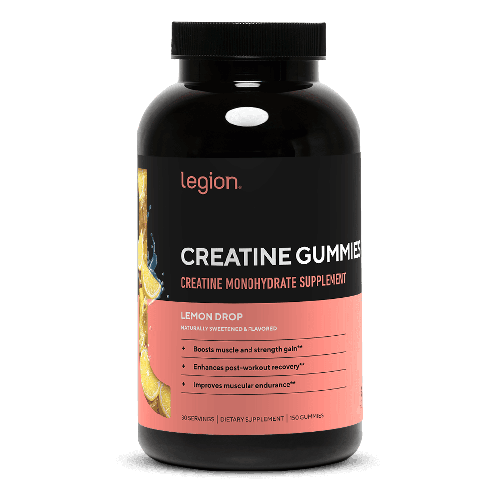 Legion Creatine Gummies for Men & Women, Lemon Drop, 5g Creatine Per Serving, 120 Count, 30 Servings