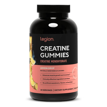 Legion Creatine Gummies for Men & Women, Lemon Drop, 5g Creatine Per Serving, 120 Count, 30 Servings