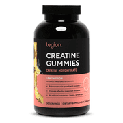 Legion Creatine Gummies for Men & Women, Lemon Drop, 5g Creatine Per Serving, 120 Count, 30 Servings
