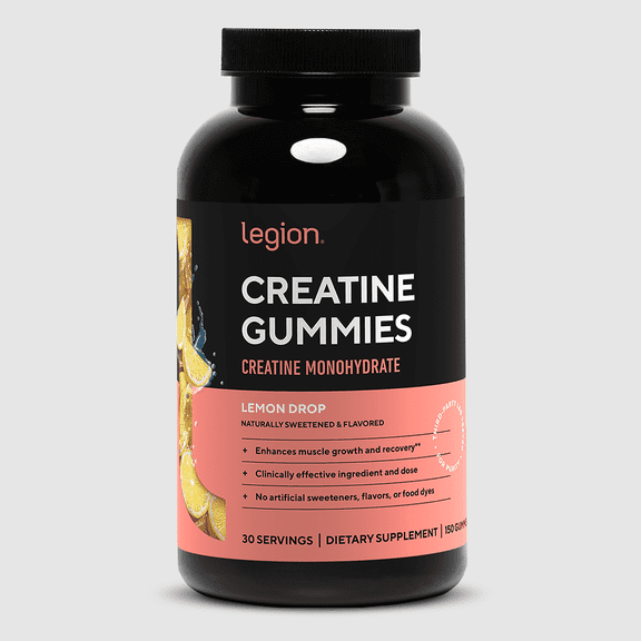Legion Creatine Gummies for Men & Women, Lemon Drop, 5g Creatine Per Serving, 120 Count, 30 Servings