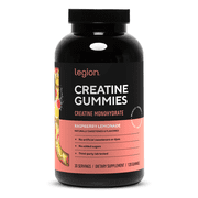 Legion Creatine Monohydrate Gummies for Men & Women, Raspberry Lemonade, 5g Creatine Per Serving, Zero Sugar, 120 Count, 30 Servings