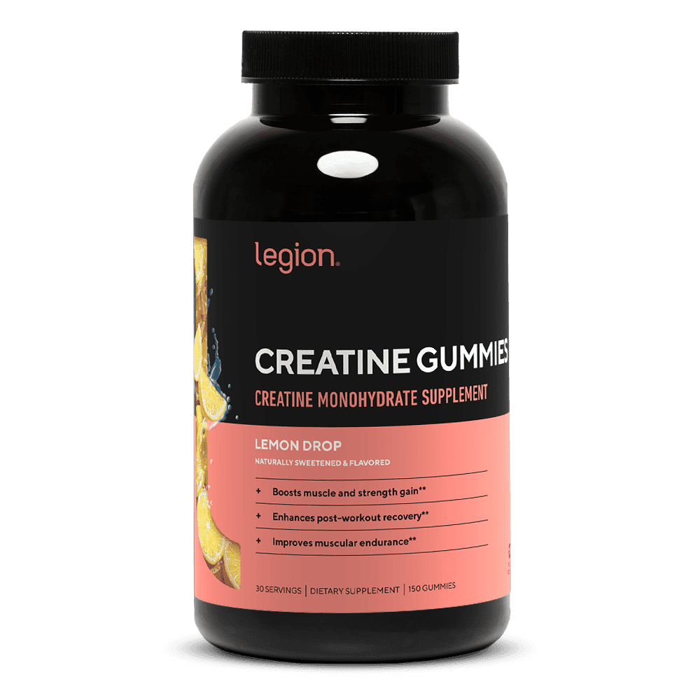 Legion Creatine Monohydrate Gummies for Men & Women, Sour Watermelon, 5g Creatine Per Serving, Zero Sugar, 120 Count, 30 Servings