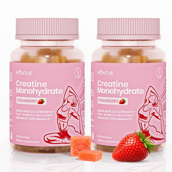 Montue Creatine Gummies for Women, 3000mg Creatine Monohydrate with BCAA, L-Carnitine, Taurine, Vitamin B12 & B6, Sugar Free Vegan, Strawberry Flavor, 120 Gummies
