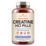 Amandean Creatine HCl Pills. 120 Count. USA Made CON-CRET. 1 Capsule Equals 5g of Monohydrate Powder. No Bloat Creatine for Women. Supports Muscle Growth, Energy, Cognitive Function, Performance