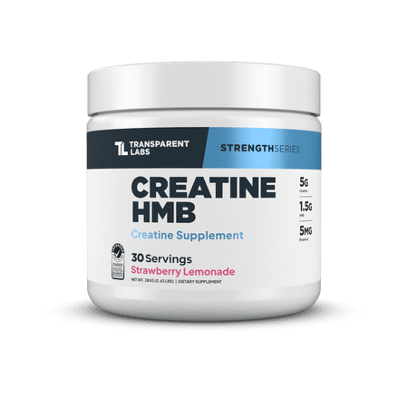 Transparent Labs Creatine HMB - Creatine Monohydrate Powder with HMB for Muscle Growth, Increased Strength, Energy Output, and Improved Athletic Performance - 30 Servings, Strawberry Lemonade