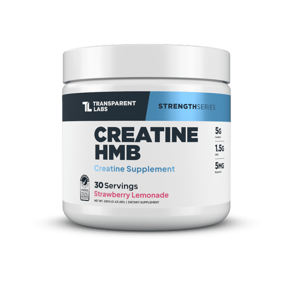 Transparent Labs Creatine HMB - Creatine Monohydrate Powder with HMB for Muscle Growth, Increased Strength, Energy Output, and Improved Athletic Performance - 30 Servings, Strawberry Lemonade