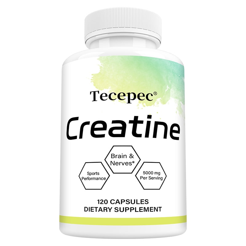 Creatine Monohydrate 5000mg - Support Muscles, Cellular Energy Brain and Nerver Function - 120 Capsules