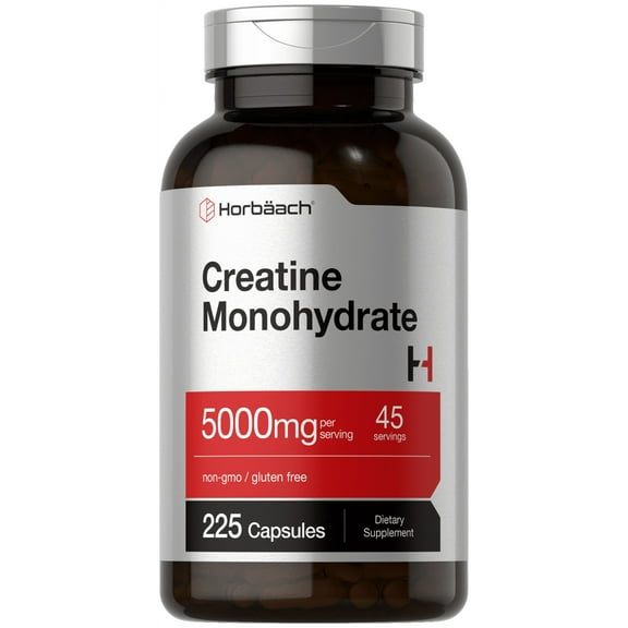 Creatine Monohydrate | 5g | 225 Capsules for Men and Women | by Horbach