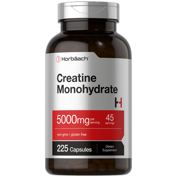 Creatine Monohydrate | 5g | 225 Capsules for Men and Women | by Horbach