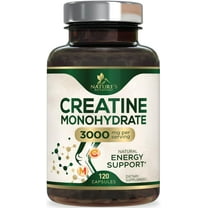 Creatine Monohydrate Capsules 3000mg – Best Micronized Creatine Powder - Supports Lean Muscle, Strength, Energy, & Endurance - Nature's Supplement, Non-GMO, Gluten Free for Women & Men - 120 Capsules