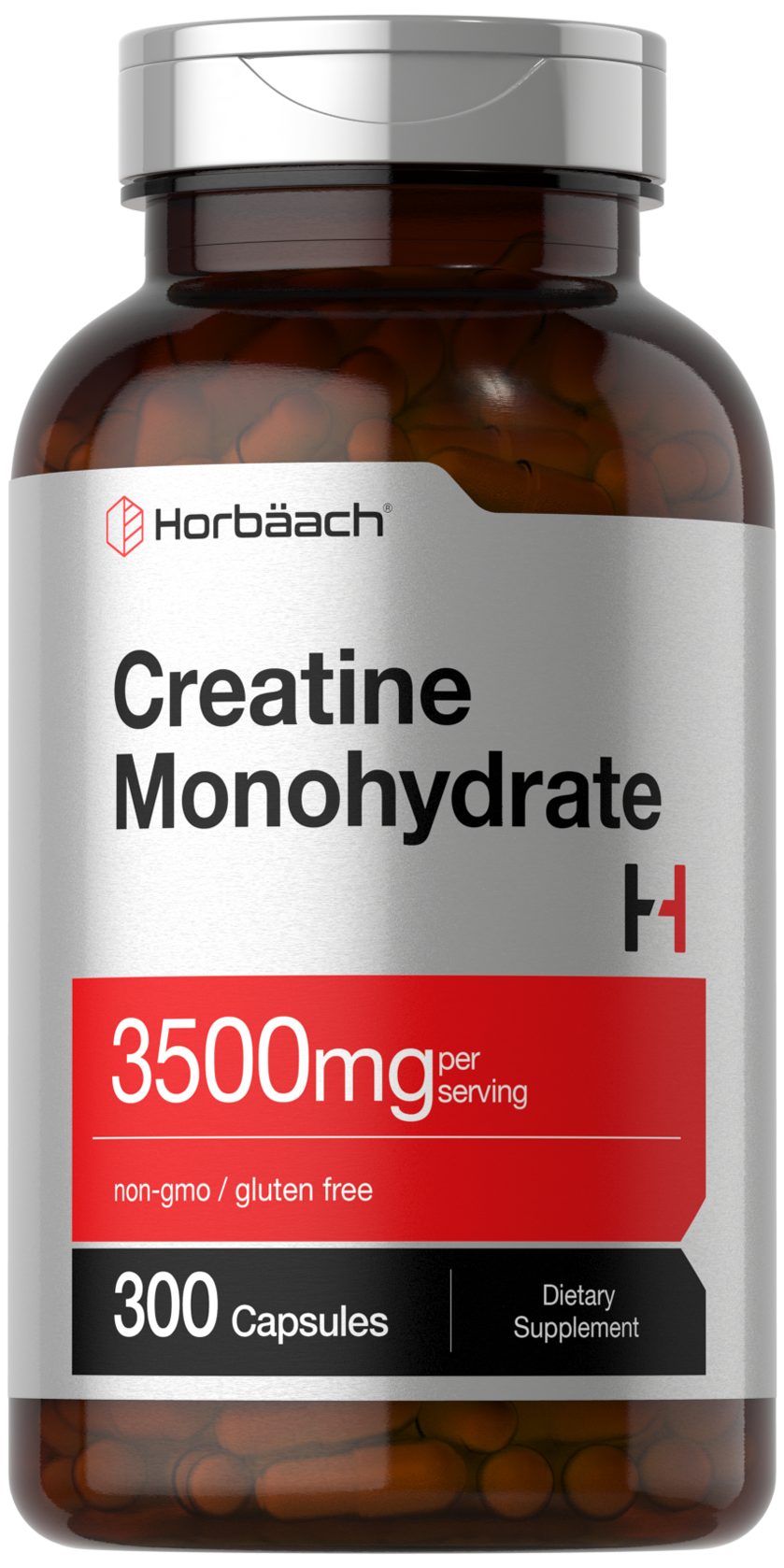 Cápsulas de Monohidrato de Creatina | 3500mg | 300 unidades para hombres y mujeres | por Horbaach
