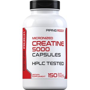 Cápsulas de Creatina Monohidrato | 5g | Micronizada | Para Hombres y Mujeres | por Piping Rock