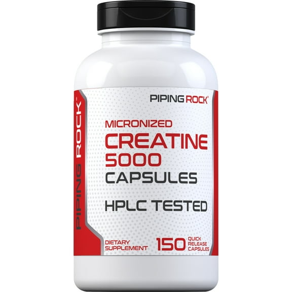 Creatine Monohydrate Capsules | 5g | Micronized | For Men and Women | by Piping Rock