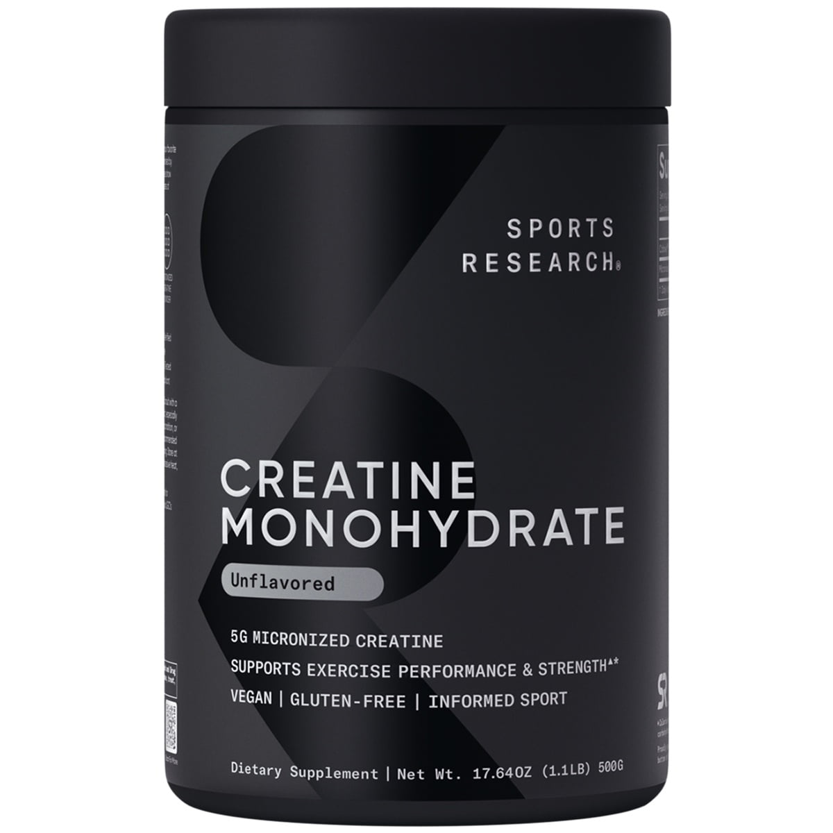 Sports Research Black Creatine Monohydrate Supplement, 17.7 oz