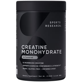 Sports Research® Creatine Monohydrate - Gain Lean Muscle, Performance and Strength 500g (100 Servings)