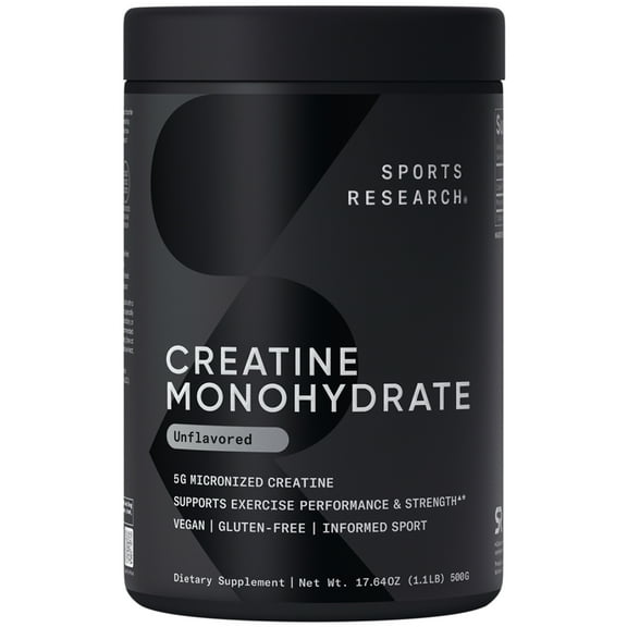 Sports Research® Creatine Monohydrate - Gain Lean Muscle, Performance and Strength 500g (100 Servings)