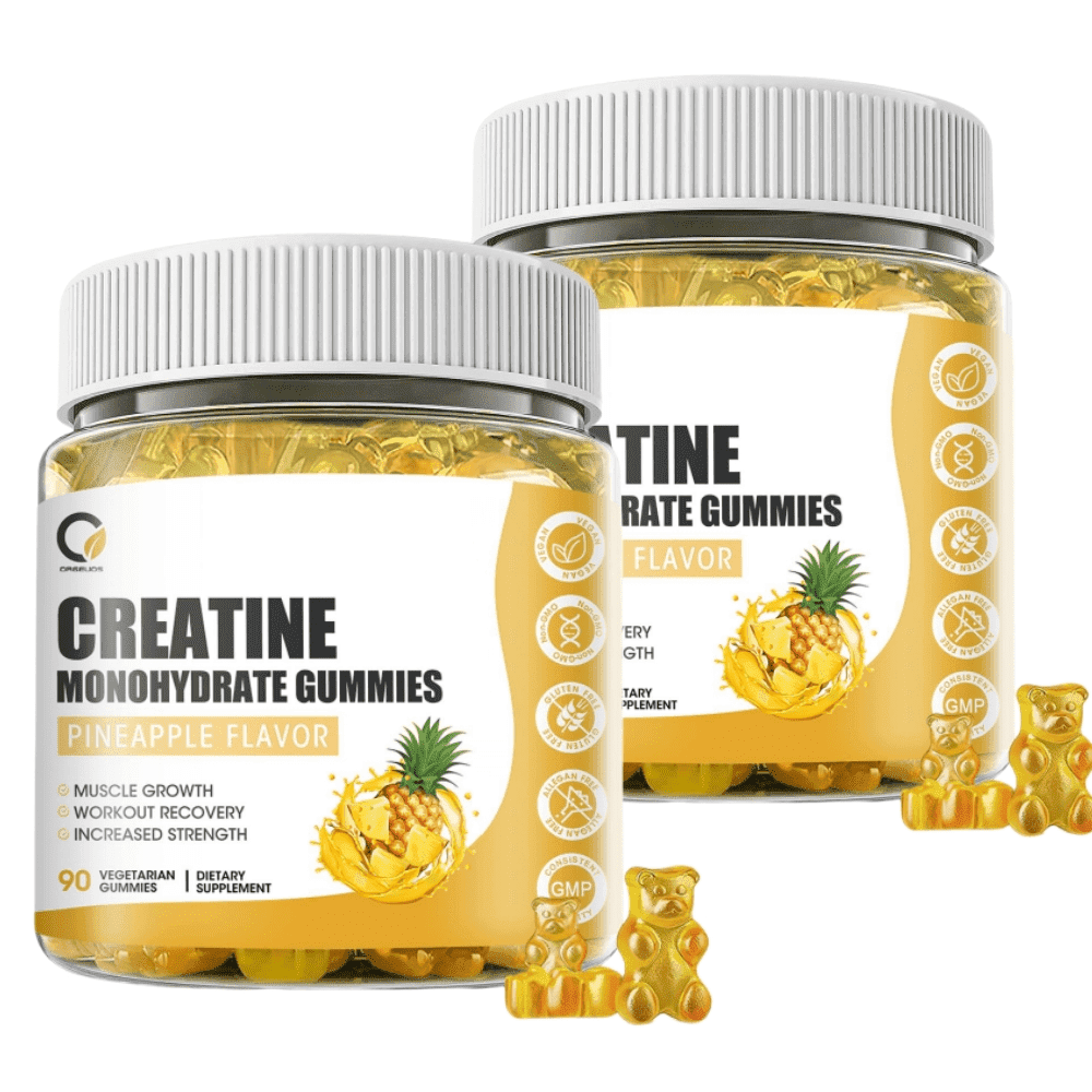 Creatine Monohydrate Gummies for Men & Women, Chewables Creatine Monohydrate for Muscle Strength, Energy Boost, Pre-Workout Supplement-180 Pineapple Gummies,2 Pack