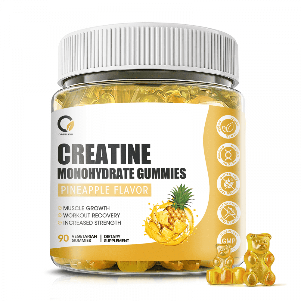 Creatine Monohydrate Gummies for Men & Women, Chewables Creatine Monohydrate for Muscle Strength, Energy Boost, Pre-Workout Supplement-90 Pineapple Gummies