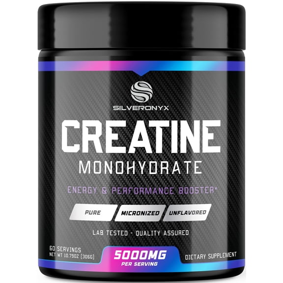 Creatine Monohydrate Powder 5000mg Per Serving - Pure Micronized Creatine Mono Nutritional Supplement - Pre Workout for Energy & Muscle Support, Unflavored Mono Powder, Bottled in USA - 60 Servings