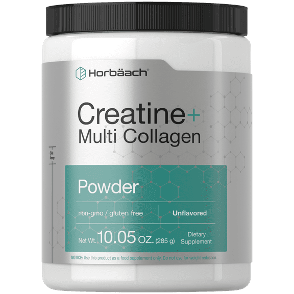 Creatine Monohydrate Powder | with Collagen and L-Taurine | 10.05 oz | Unflavored | by Horbach
