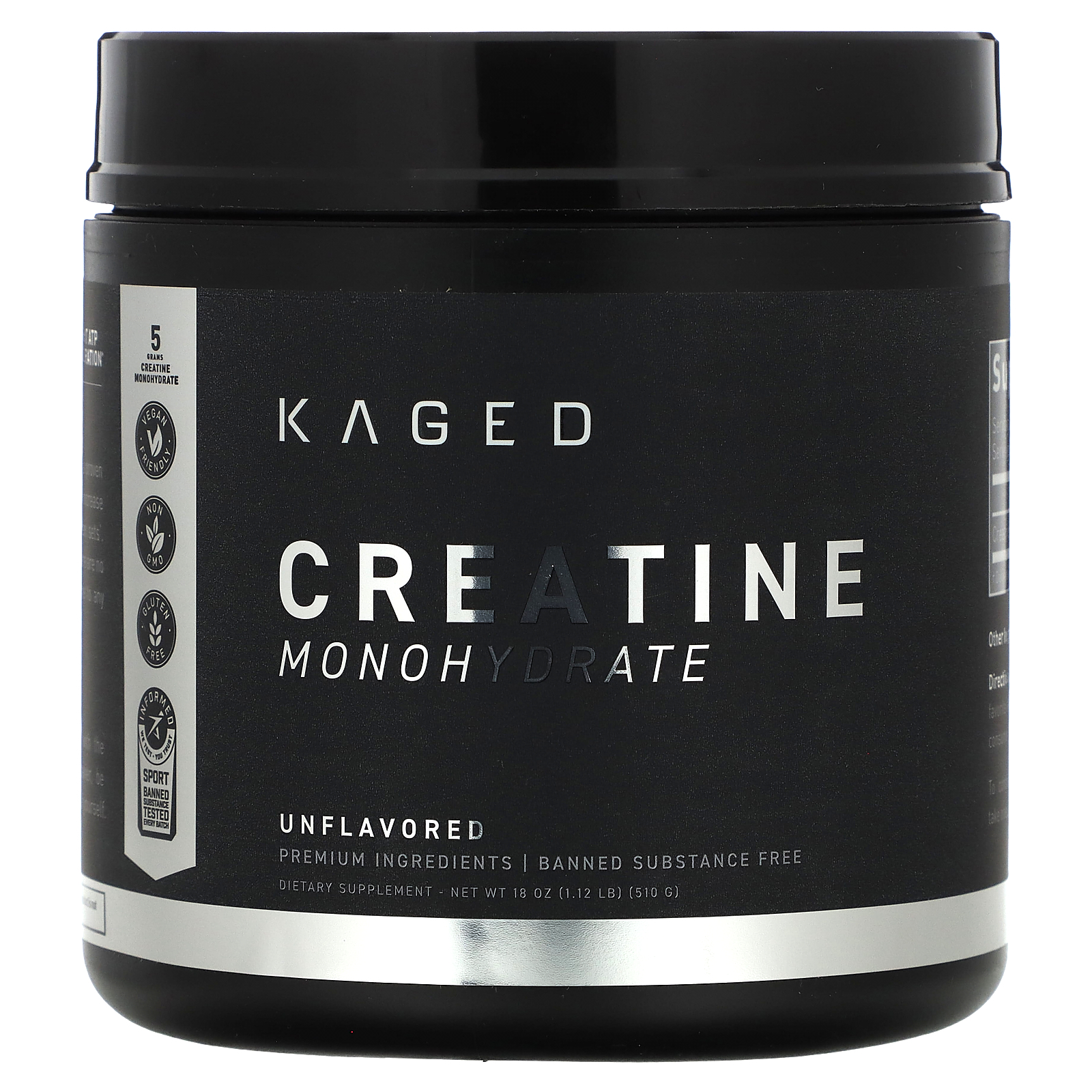 Creatine Monohydrate, Unflavored, 1.12 lb (510 g), Kaged