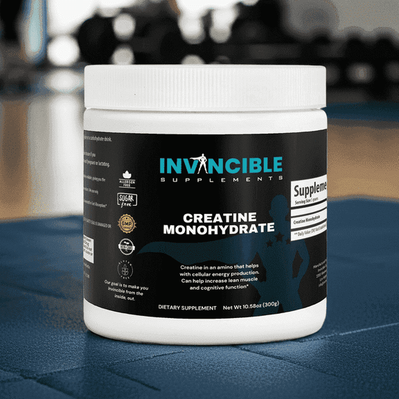 Invincible Supplements Pure Creatine Monohydrate Powder Supplement- 2 Month Supply