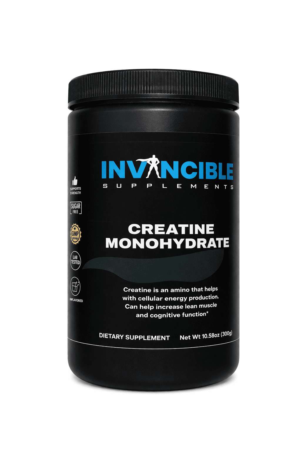 Invincible Supplements Pure Creatine Monohydrate Powder Supplement- 2 Month Supply