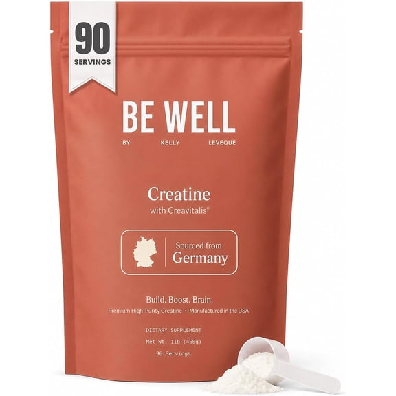 Be Well by Kelly Creatine with Creavitalis, Dietary Supplement, 1lb (450g), 90 Servings Build. Boost. Brain.