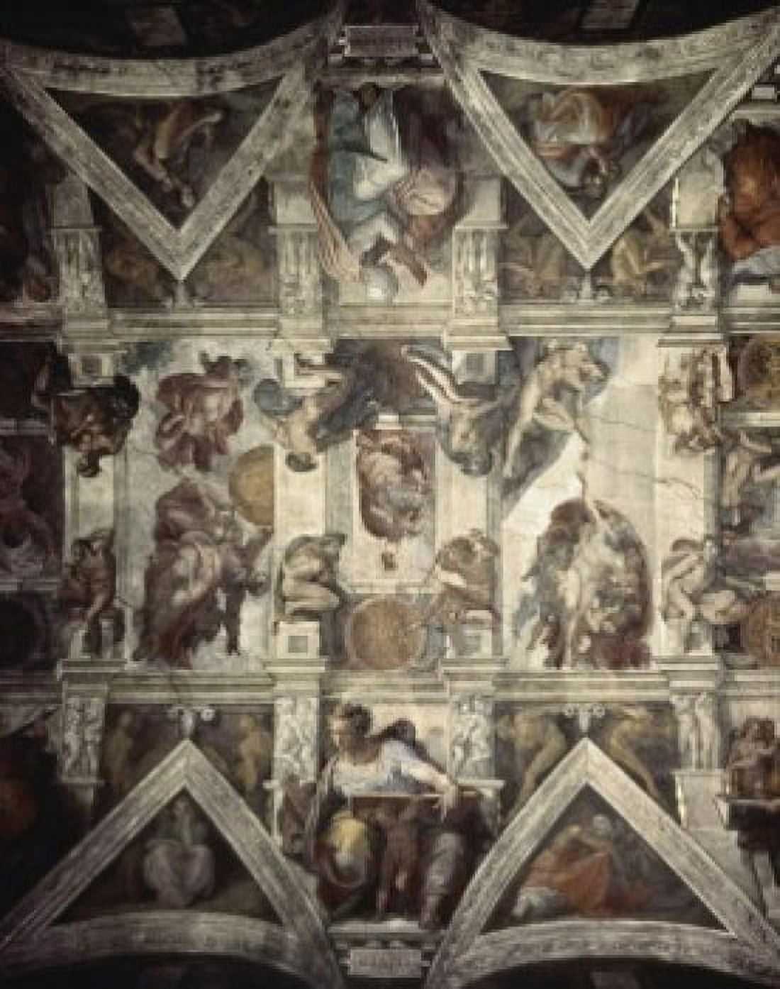 Creation of Adam God Divides the Waters and Earth Creation of the Sun and Moon Michelangelo Buonarroti (1475-1564Italian) Fresco Sistine Chapel Vatican Canvas Art - Michelangelo Buonarroti (24 x 36)