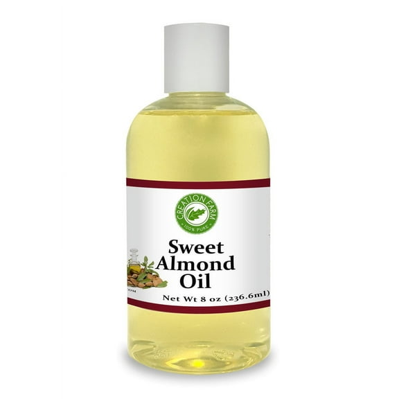 Creation Farm Sweet Almond Oil, Pure Natural for Hair Skin Body- Almond Oil Carrier - 8 oz