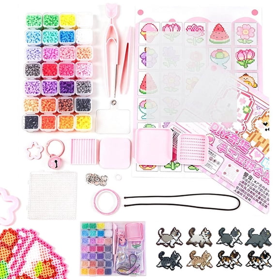 Creation Fuse Beads Kit, Large Melty Iron Beads with Pegboards, DIY Fun Craft Bean Assembly Bean Fusion Bean Materials Pack Arts and Crafts for All Age