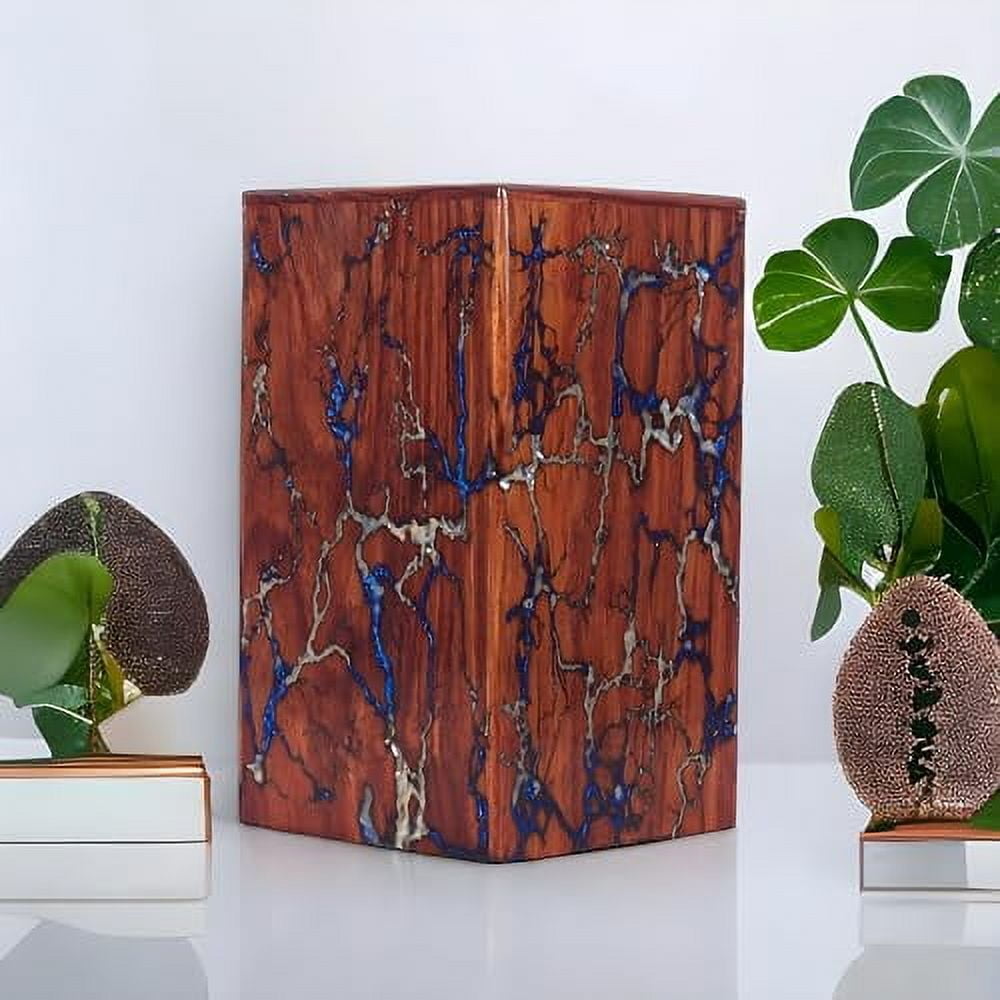 Creation India Craft Handcrafted Wooden Urns for Human Ashes, Memorial Urns, Cremation Urns for Adults & Pet, Decorative Memorial, Funeral Urn - Fractal & Epoxy Resin (Extra Large)