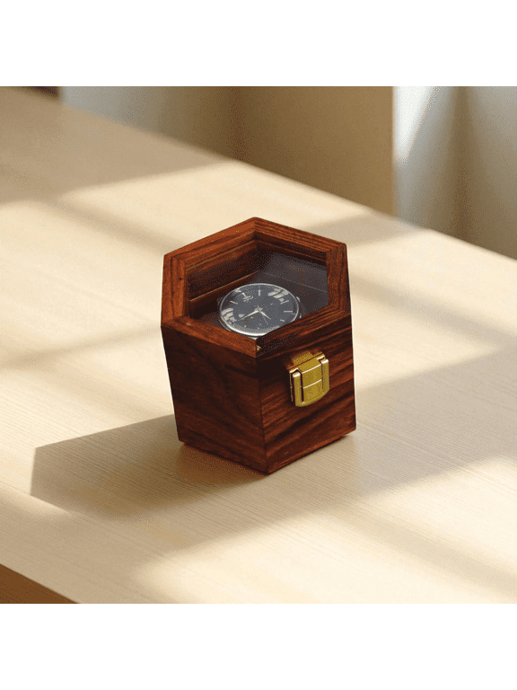 Honeycomb Watch Case, Wooden Watch Box, Watch Box for Men, Watch Storage Box, Jewelry Case, Gift for Men & Women (1 Slot), Brown