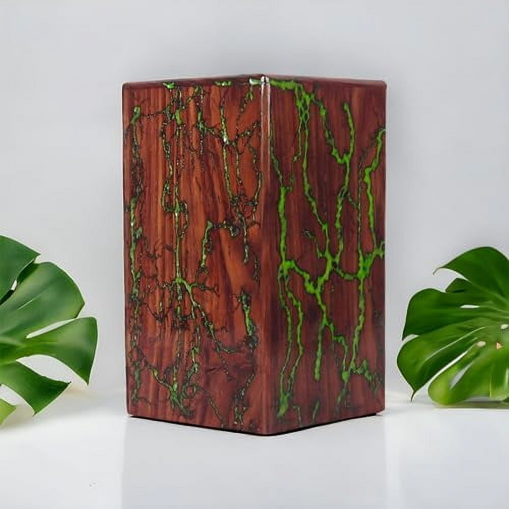 Creation India Craft Wooden Cremation Urns for Human & Pet Ashes, Memorial Urns, Decorative Urns, Adult Urns, Rosewood Urns, Wooden Urn Box -Lichtenberg Fractal & Epoxy Resin (Medium)