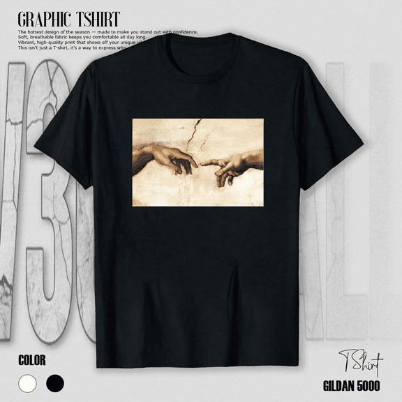 Creation Of Adam Renaissance Painting Art Classic Graphic Unisex T-Shirt up to size 5XL