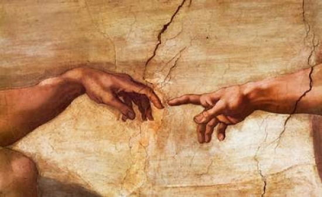 Creation Of Adam - detail Canvas Art - Michelangelo (12 x 18)