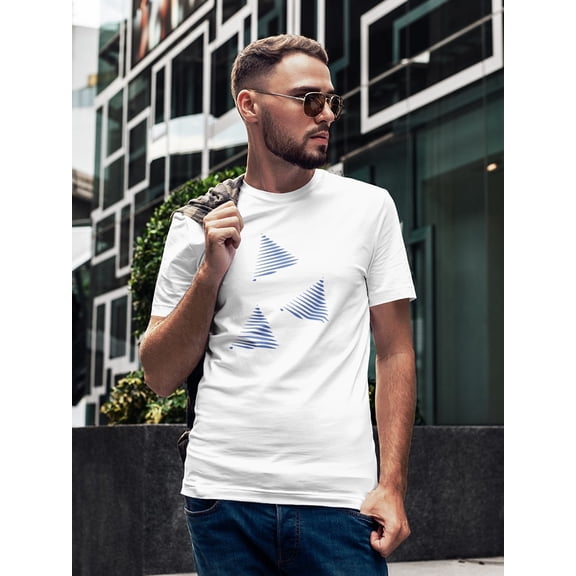 Creation Triangles Figures Design Men White T-Shirt, Male XX-Large